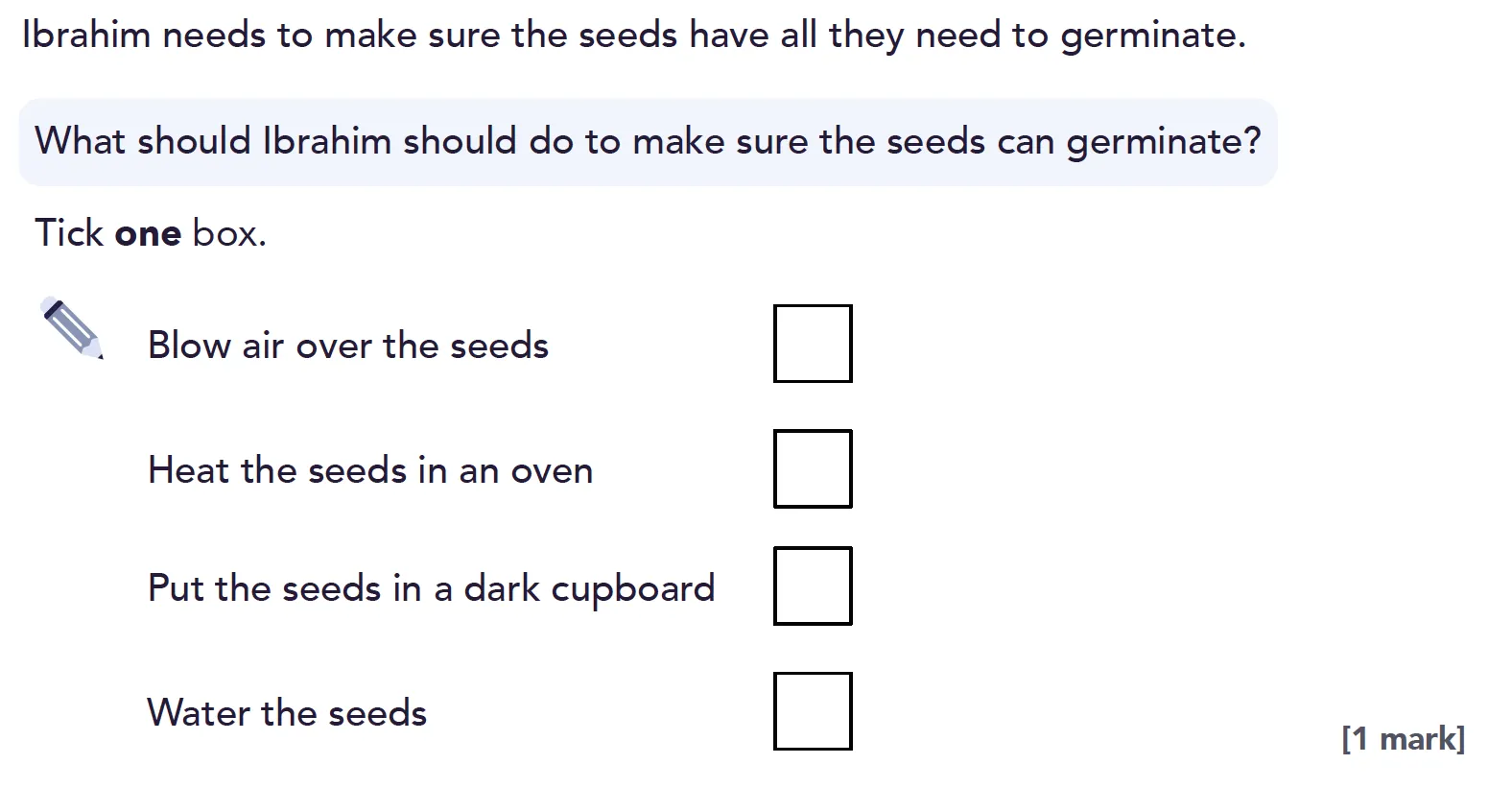 example question about seed germination